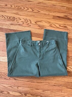 GAP Olive Green Cropped Raw Hem Pants High Rise Straight Leg 6R